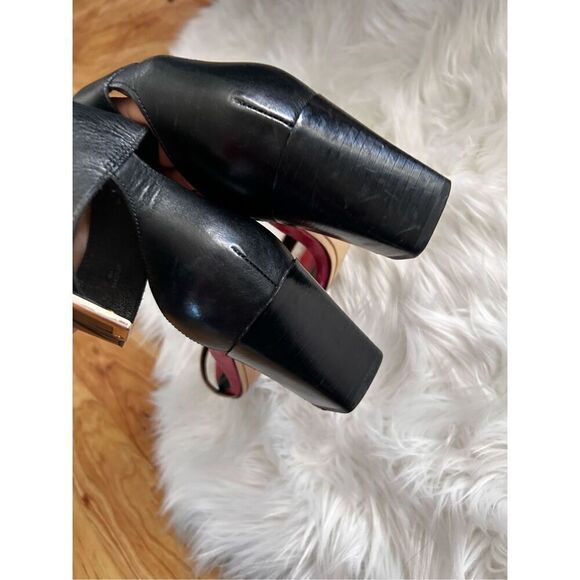 Joan and David black red and tan shoes size 8 platform heel - Picture 4 of 6